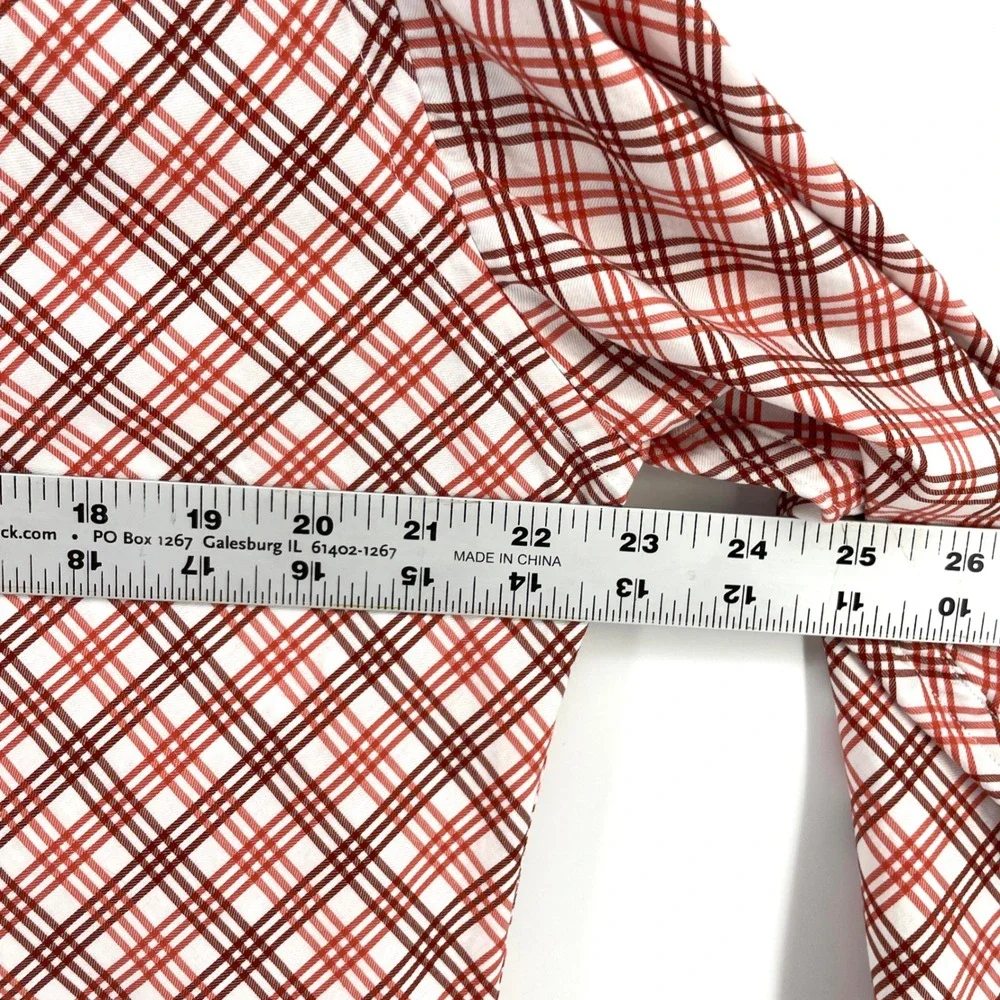 Banana Republic Mens Slim Fit Button Down Shirt Large L Red White‎ Plaid Cotton